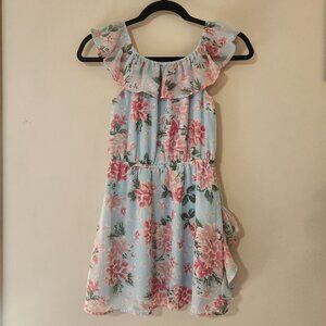 Children’s Place Girls M 7/8 Blue Floral Ruffle Dress